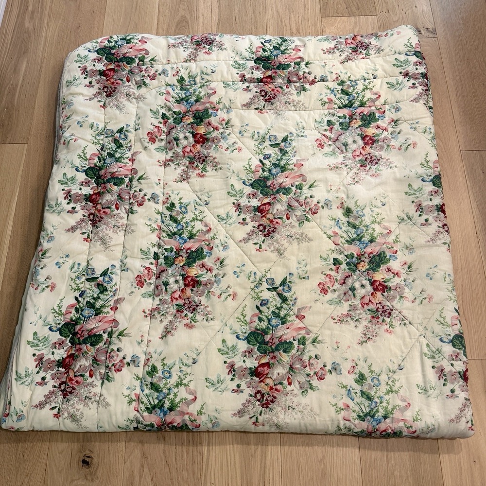 CROSCILL Chartwell ROSE FLORAL COMFORTER QUEEN Cottage Vintage USA 92x86"